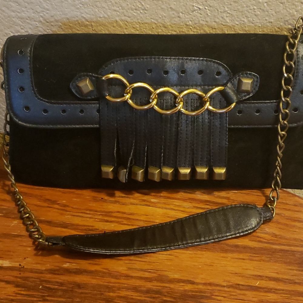 Faux leather/Suede Chain Strap Purse